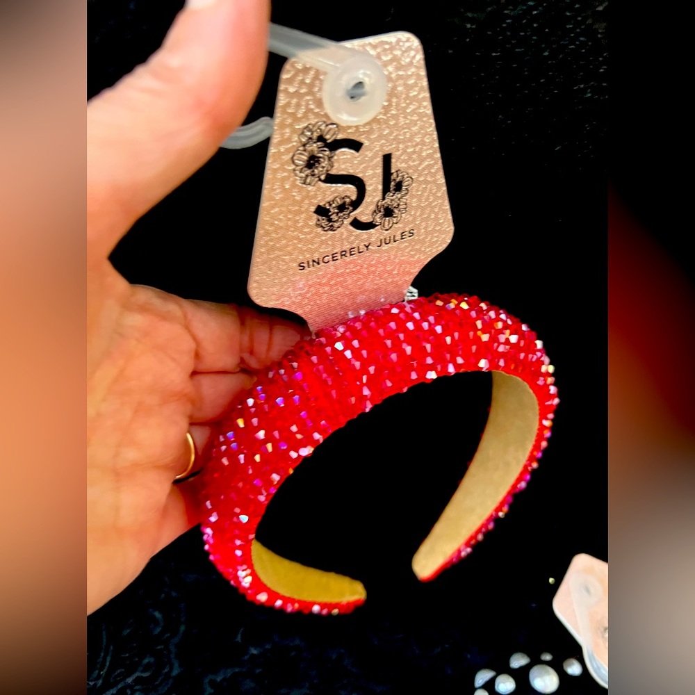 Red headband with rhinestones